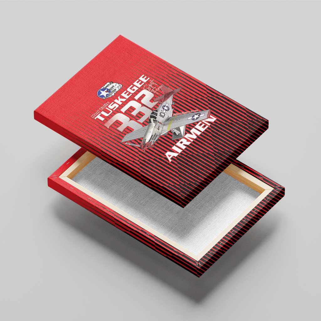 Tuskegee Red Tails Airmen Canvas Wall Art P-51 Mustang 332nd Fighter Group - Black Red - Wonder Print Shop