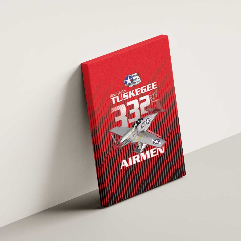 Tuskegee Red Tails Airmen Canvas Wall Art P-51 Mustang 332nd Fighter Group - Black Red - Wonder Print Shop