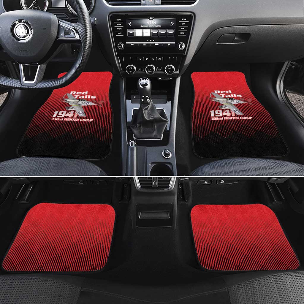 Tuskegee Red Tails Airmen Car Mats P-51 Mustang 332nd Fighter Group - Black Red - Wonder Print Shop