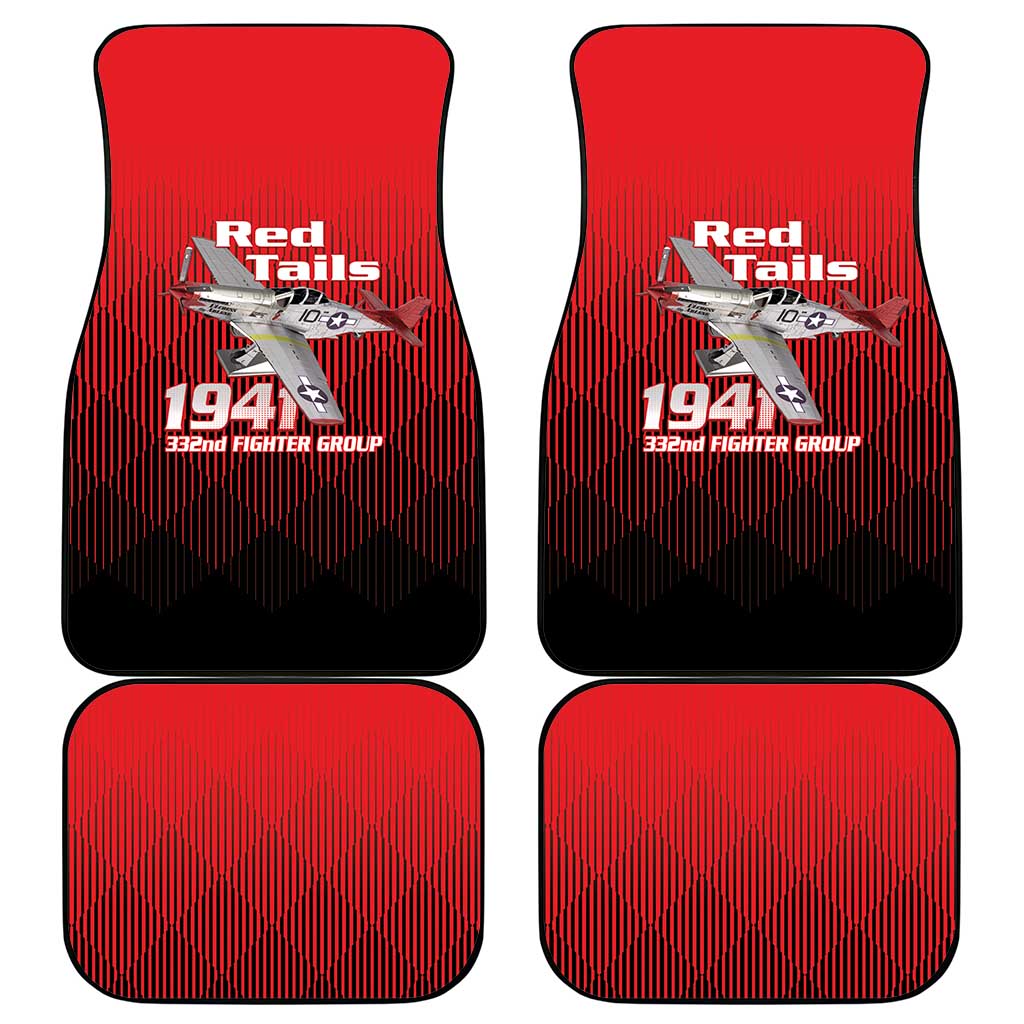 Tuskegee Red Tails Airmen Car Mats P-51 Mustang 332nd Fighter Group - Black Red - Wonder Print Shop