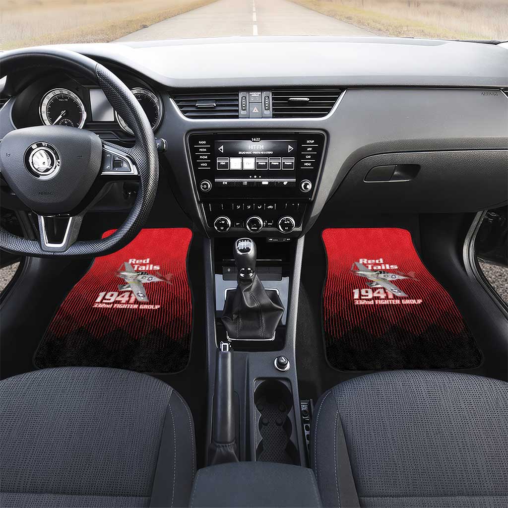Tuskegee Red Tails Airmen Car Mats P-51 Mustang 332nd Fighter Group - Black Red - Wonder Print Shop