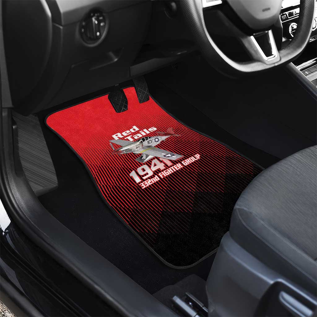Tuskegee Red Tails Airmen Car Mats P-51 Mustang 332nd Fighter Group - Black Red - Wonder Print Shop