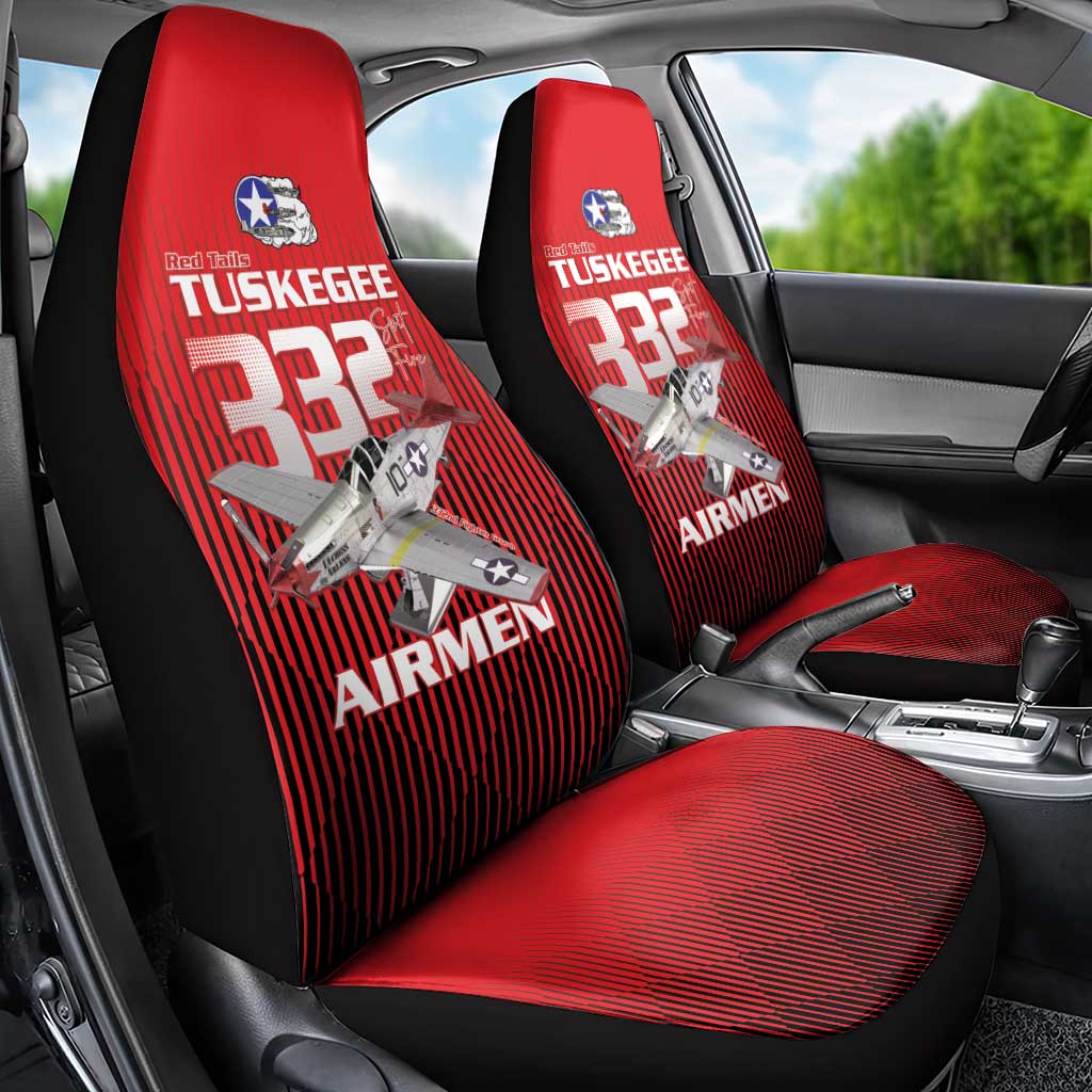 Tuskegee Red Tails Airmen Car Seat Cover P-51 Mustang 332nd Fighter Group - Black Red - Wonder Print Shop