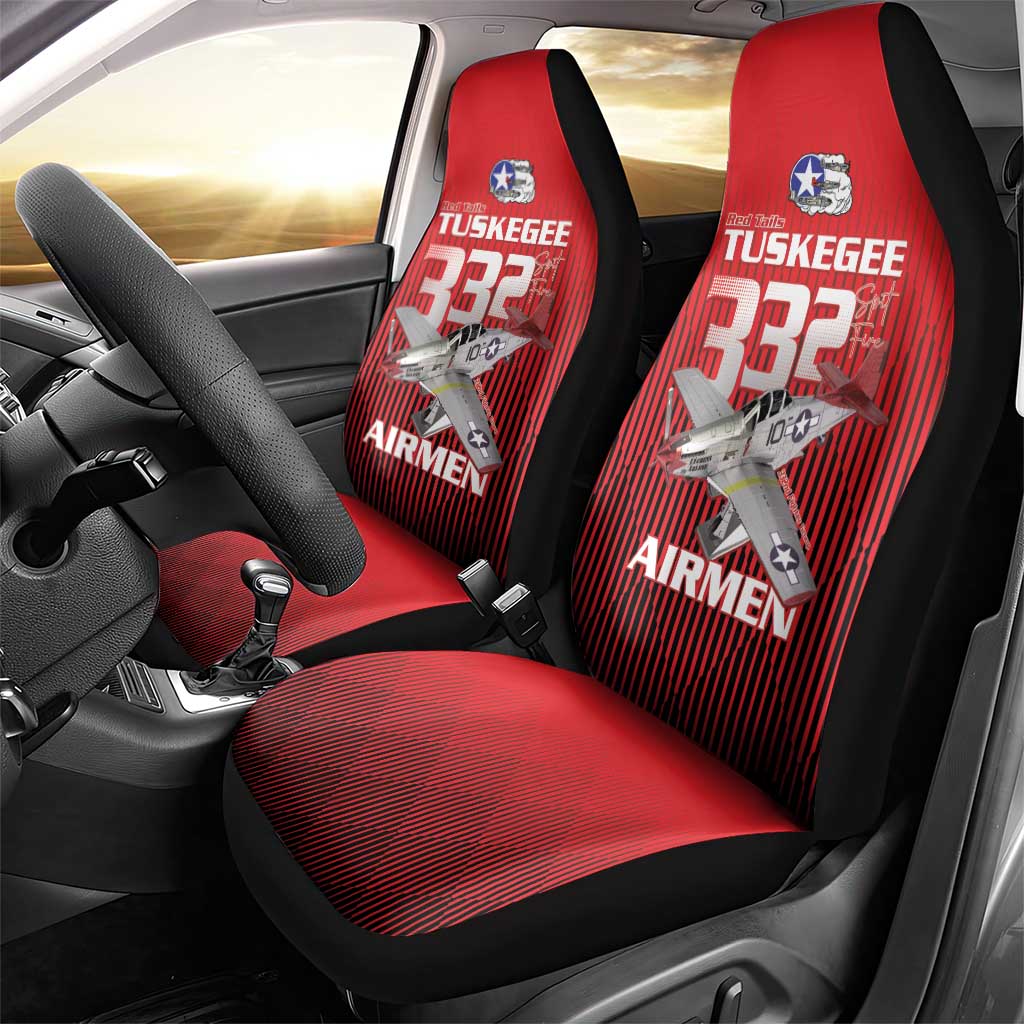 Tuskegee Red Tails Airmen Car Seat Cover P-51 Mustang 332nd Fighter Group - Black Red - Wonder Print Shop