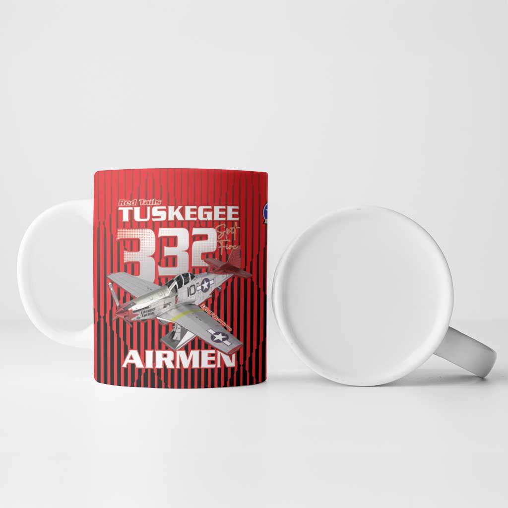 Tuskegee Red Tails Airmen Ceramic Mug P-51 Mustang 332nd Fighter Group - Black Red - Wonder Print Shop
