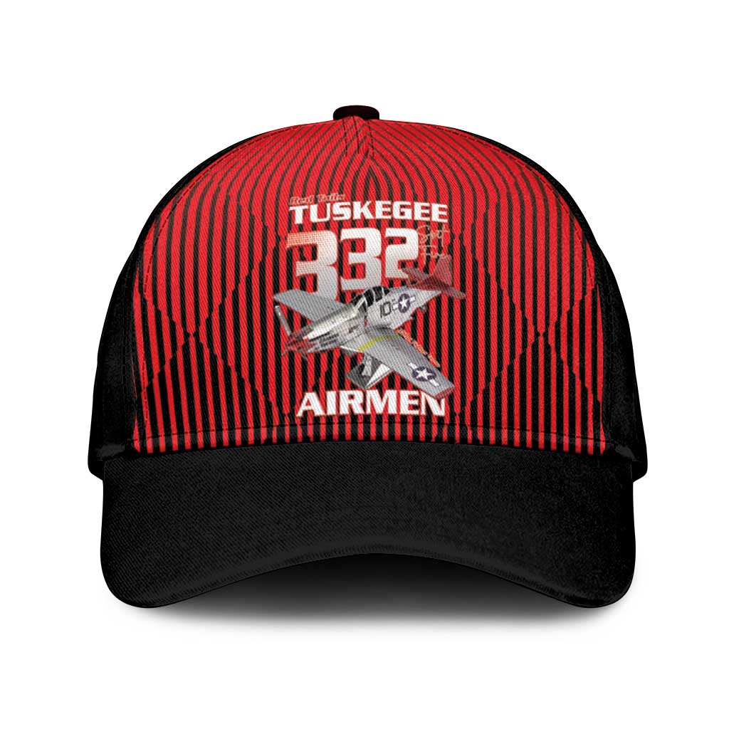 Tuskegee Red Tails Airmen Classic Cap P-51 Mustang 332nd Fighter Group - Black Red - Wonder Print Shop