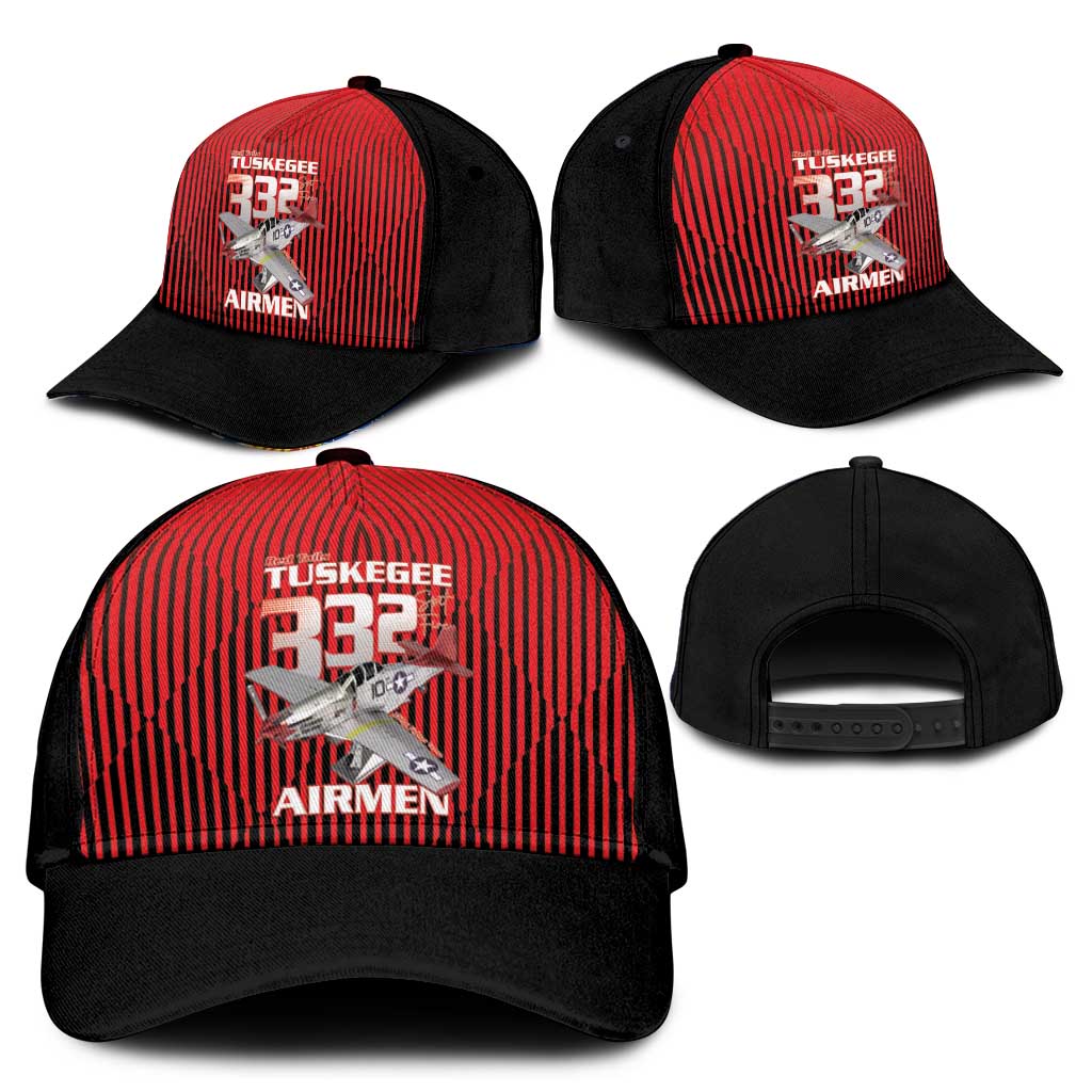 Tuskegee Red Tails Airmen Classic Cap P-51 Mustang 332nd Fighter Group - Black Red - Wonder Print Shop