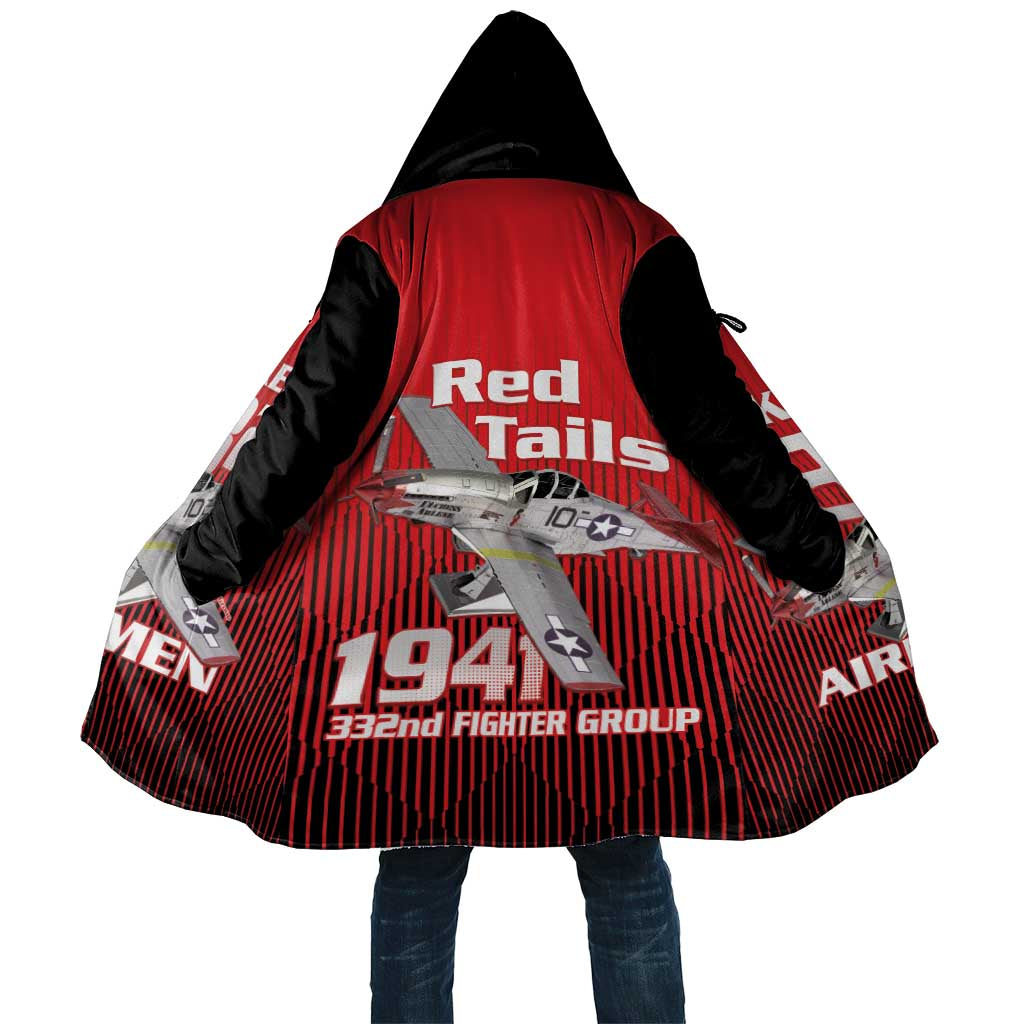 Tuskegee Red Tails Airmen Cloak P-51 Mustang 332nd Fighter Group - Black Red - Wonder Print Shop