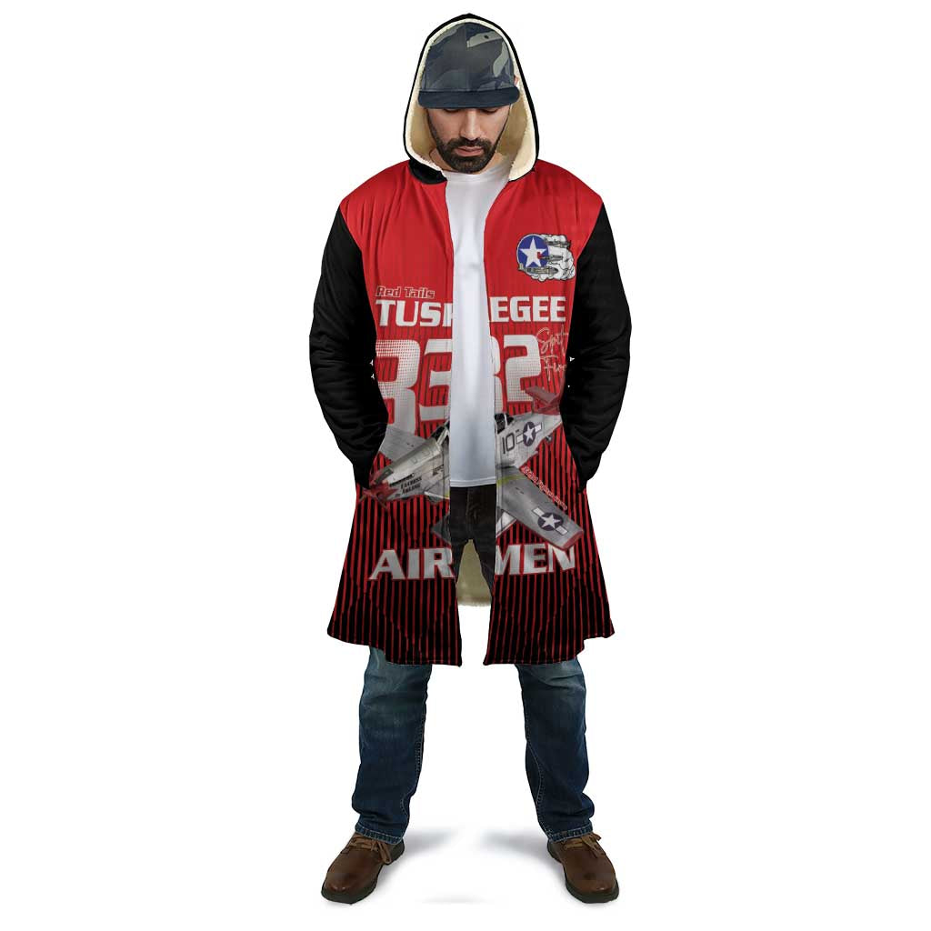 Tuskegee Red Tails Airmen Cloak P-51 Mustang 332nd Fighter Group - Black Red - Wonder Print Shop