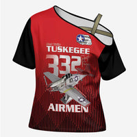 Tuskegee Red Tails Airmen Cross Shoulder Shirt P-51 Mustang 332nd Fighter Group - Black Red - Wonder Print Shop