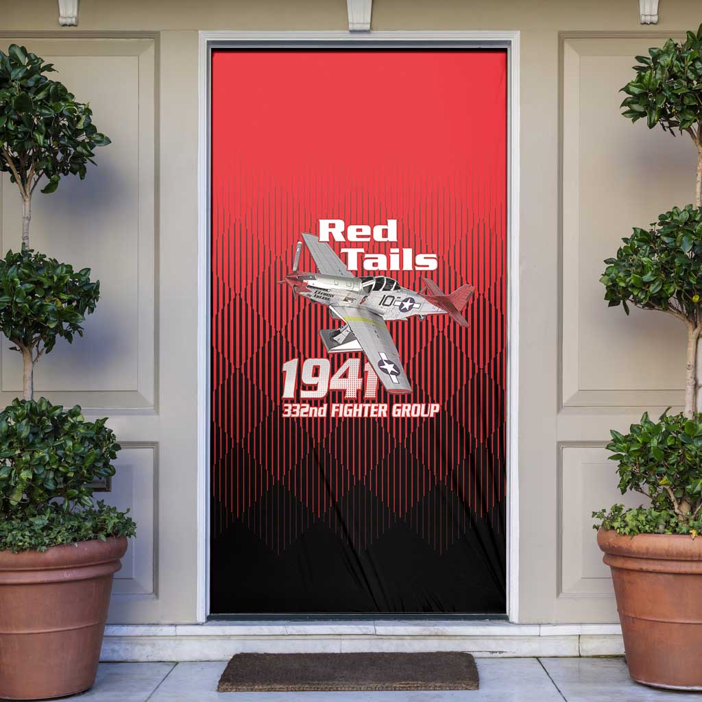 Tuskegee Red Tails Airmen Door Cover P-51 Mustang 332nd Fighter Group - Black Red - Wonder Print Shop