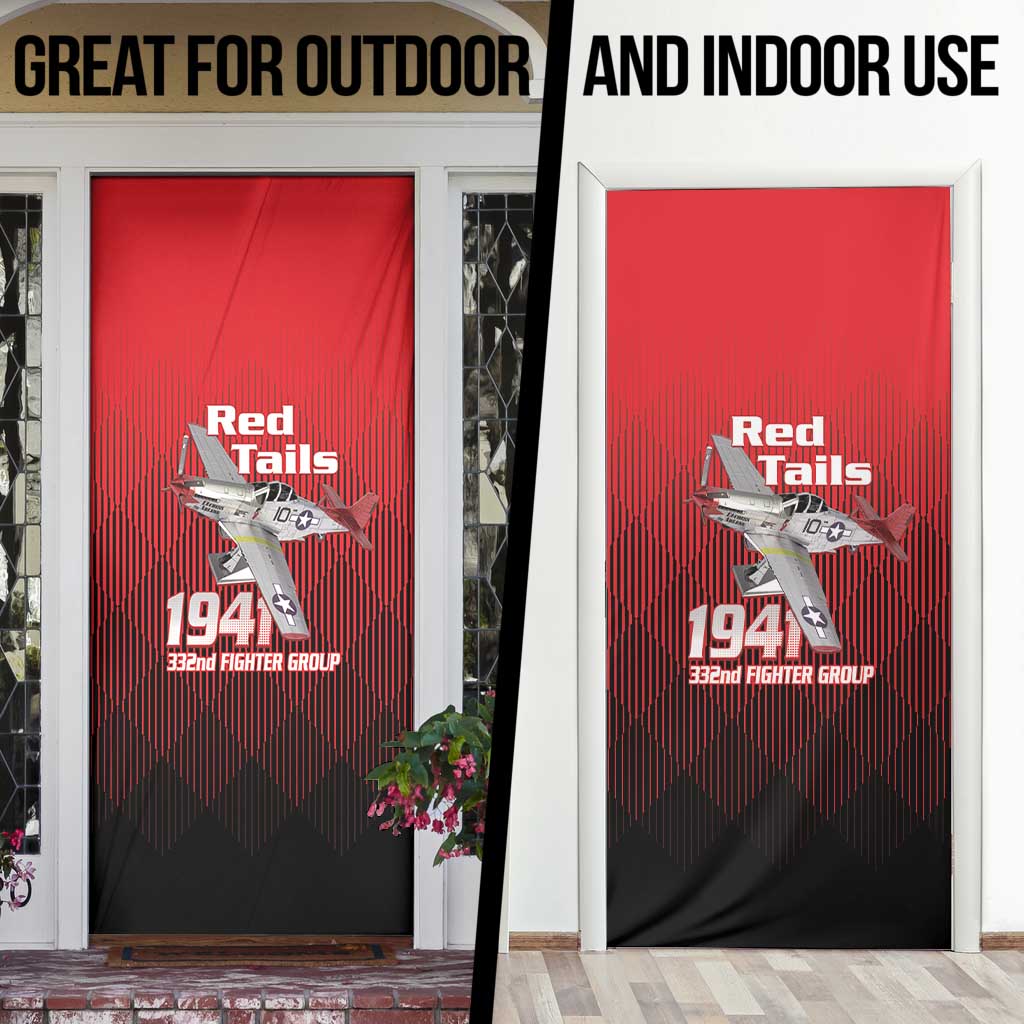 Tuskegee Red Tails Airmen Door Cover P-51 Mustang 332nd Fighter Group - Black Red - Wonder Print Shop
