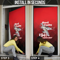 Tuskegee Red Tails Airmen Door Cover P-51 Mustang 332nd Fighter Group - Black Red - Wonder Print Shop