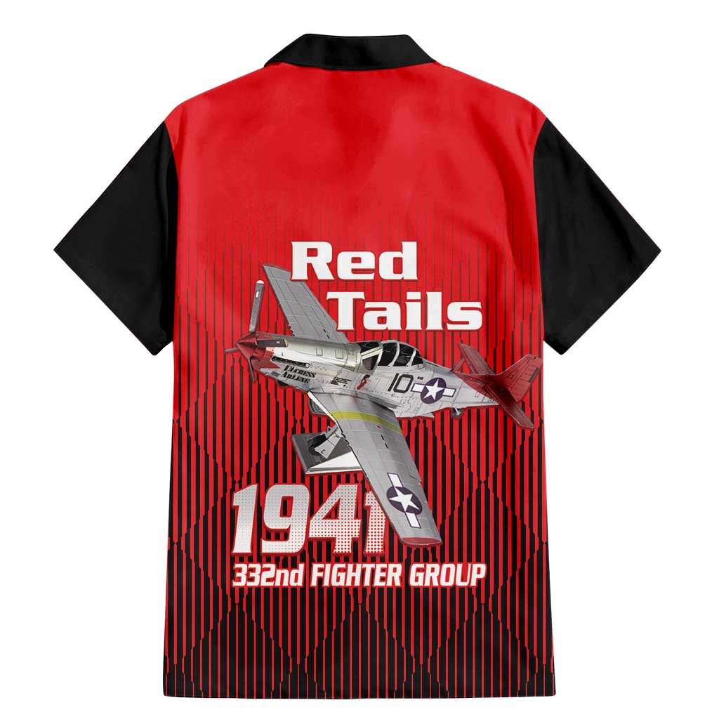 Tuskegee Red Tails Airmen Family Matching Mermaid Dress and Hawaiian Shirt P-51 Mustang 332nd Fighter Group - Black Red - Wonder Print Shop