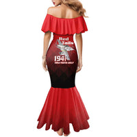 Tuskegee Red Tails Airmen Family Matching Mermaid Dress and Hawaiian Shirt P-51 Mustang 332nd Fighter Group - Black Red - Wonder Print Shop