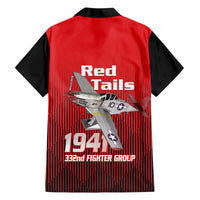 Tuskegee Red Tails Airmen Family Matching Off The Shoulder Long Sleeve Dress and Hawaiian Shirt P-51 Mustang 332nd Fighter Group - Black Red - Wonder Print Shop