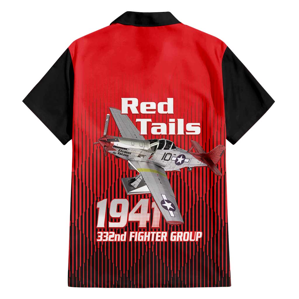 Tuskegee Red Tails Airmen Family Matching Puletasi and Hawaiian Shirt P-51 Mustang 332nd Fighter Group - Black Red - Wonder Print Shop