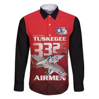 Tuskegee Red Tails Airmen Family Matching Puletasi and Hawaiian Shirt P-51 Mustang 332nd Fighter Group - Black Red - Wonder Print Shop