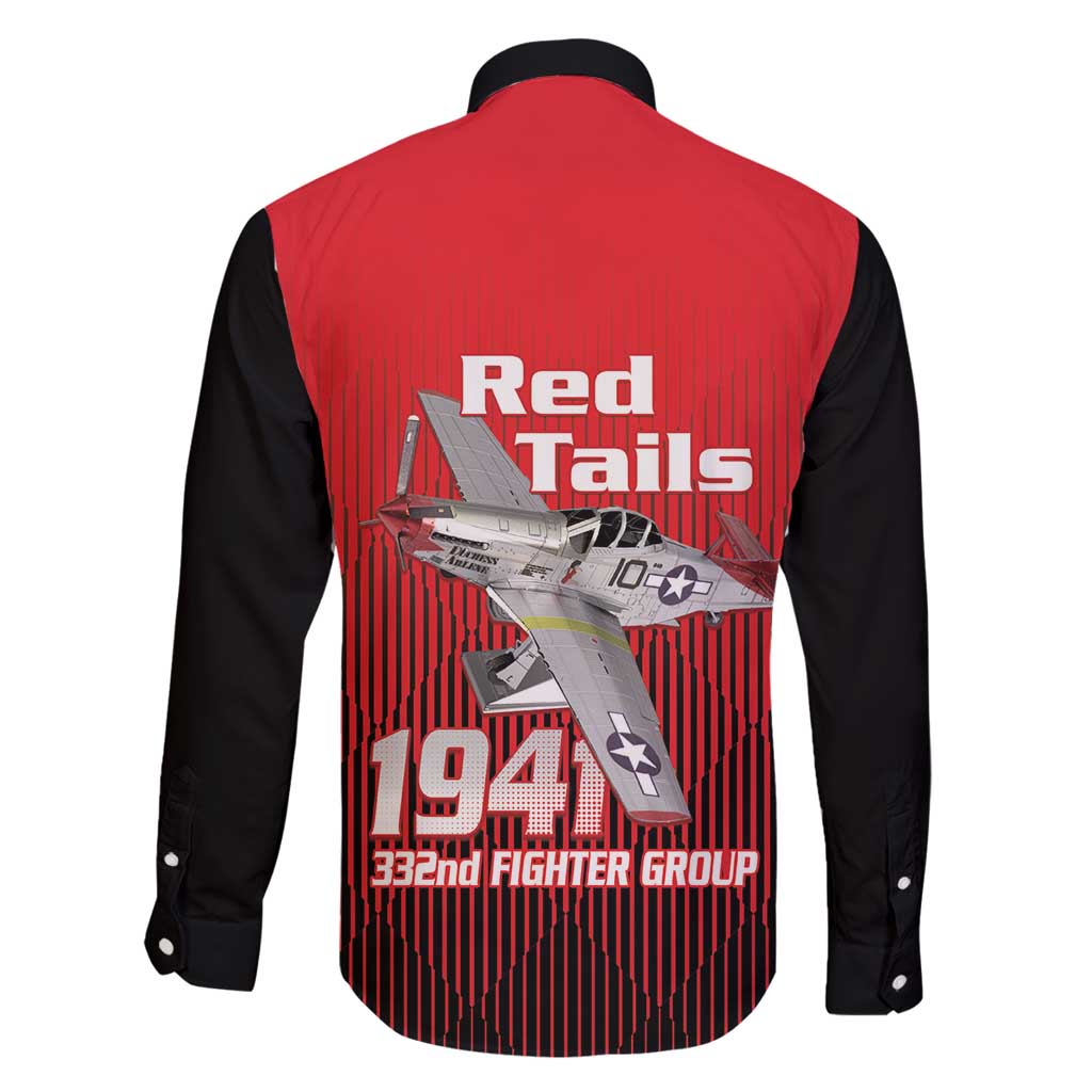 Tuskegee Red Tails Airmen Family Matching Puletasi and Hawaiian Shirt P-51 Mustang 332nd Fighter Group - Black Red - Wonder Print Shop