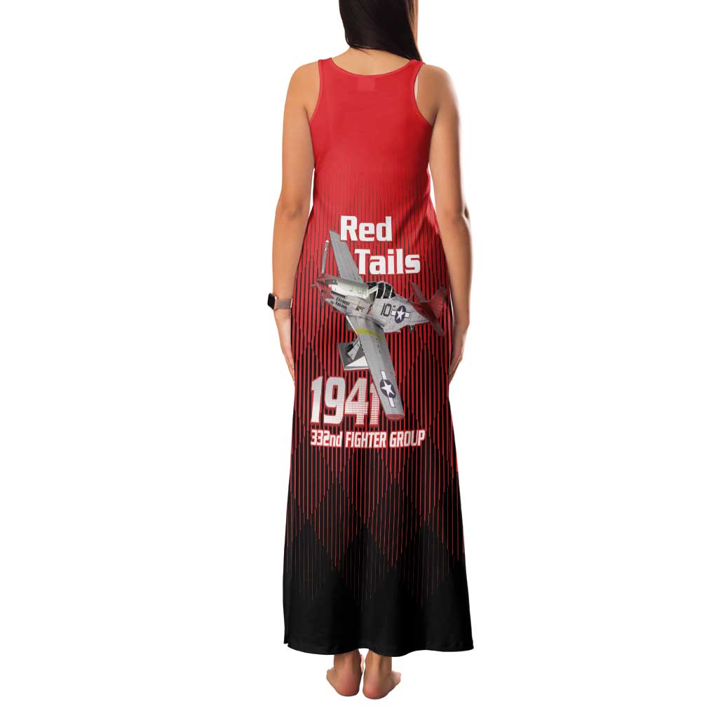 Tuskegee Red Tails Airmen Family Matching Tank Maxi Dress and Hawaiian Shirt P-51 Mustang 332nd Fighter Group - Black Red - Wonder Print Shop