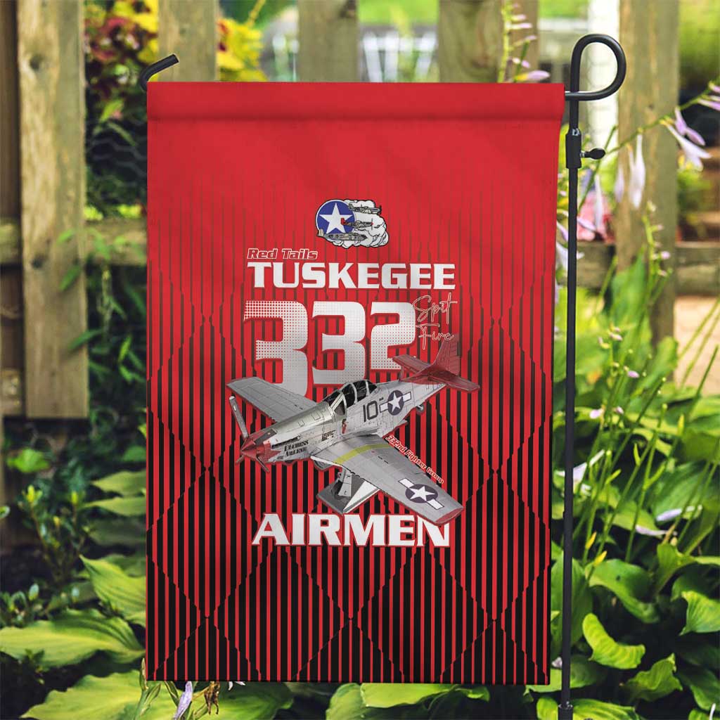 Tuskegee Red Tails Airmen Garden Flag P-51 Mustang 332nd Fighter Group - Black Red - Wonder Print Shop