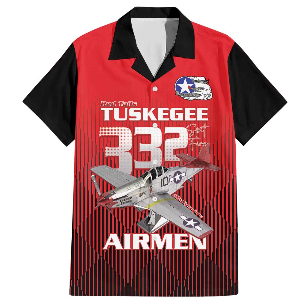 Tuskegee Red Tails Airmen Hawaiian Shirt P-51 Mustang 332nd Fighter Group - Black Red - Wonder Print Shop
