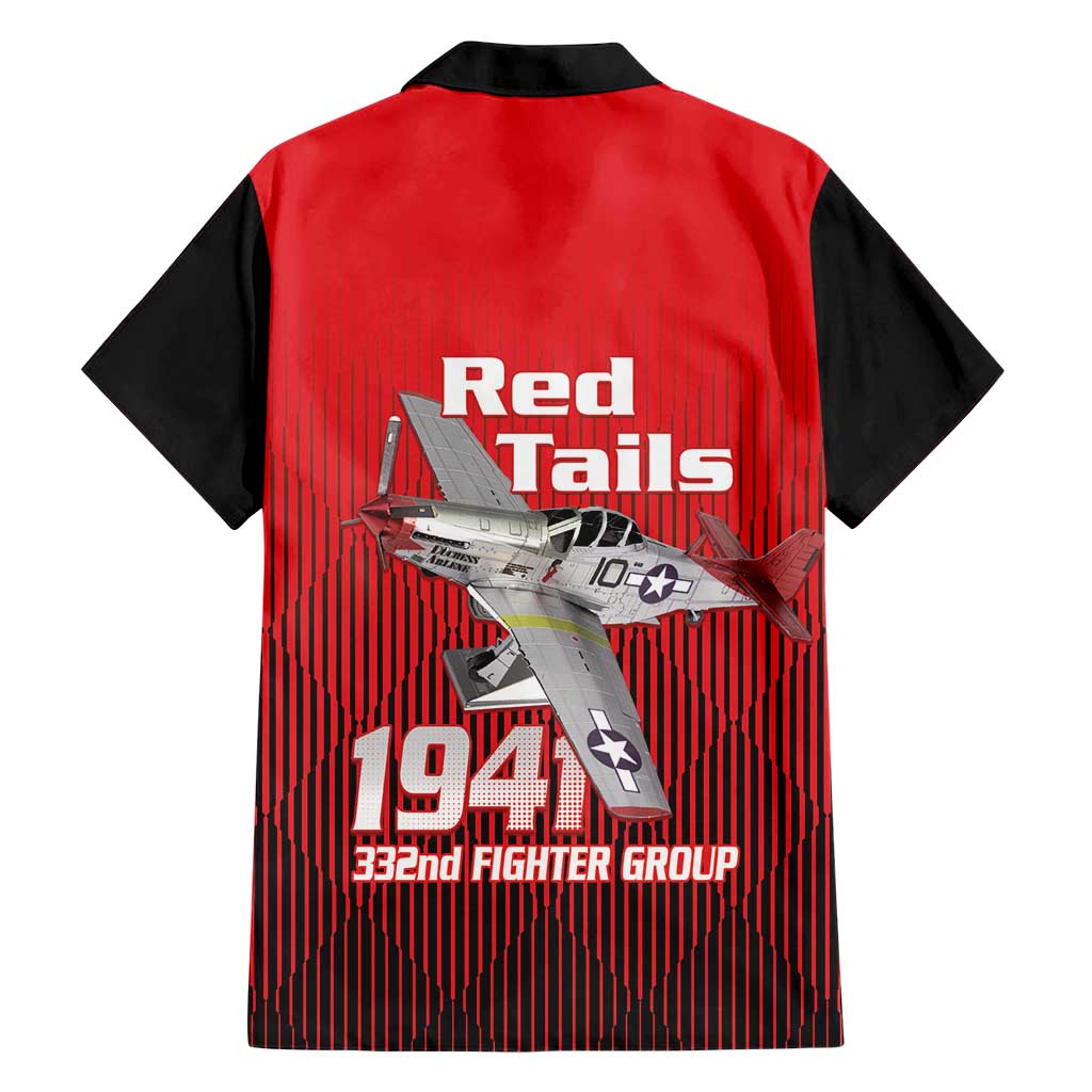 Tuskegee Red Tails Airmen Hawaiian Shirt P-51 Mustang 332nd Fighter Group - Black Red - Wonder Print Shop