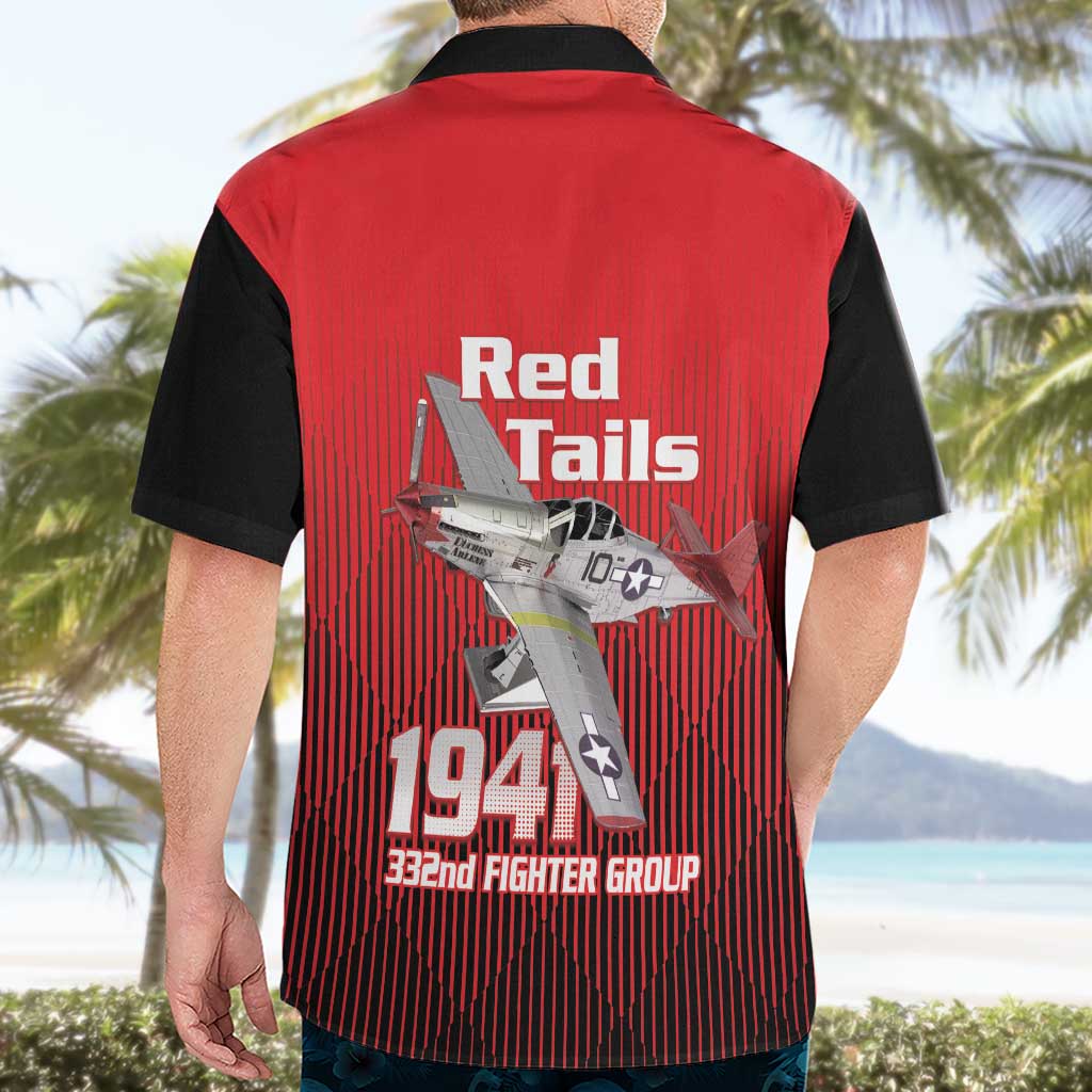 Tuskegee Red Tails Airmen Hawaiian Shirt P-51 Mustang 332nd Fighter Group - Black Red - Wonder Print Shop