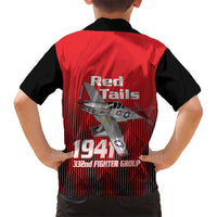 Tuskegee Red Tails Airmen Hawaiian Shirt P-51 Mustang 332nd Fighter Group - Black Red - Wonder Print Shop