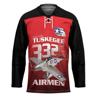 Tuskegee Red Tails Airmen Hockey Jersey P-51 Mustang 332nd Fighter Group - Black Red - Wonder Print Shop