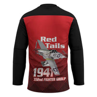 Tuskegee Red Tails Airmen Hockey Jersey P-51 Mustang 332nd Fighter Group - Black Red - Wonder Print Shop