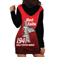Tuskegee Red Tails Airmen Hoodie Dress P-51 Mustang 332nd Fighter Group - Black Red - Wonder Print Shop