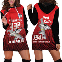 Tuskegee Red Tails Airmen Hoodie Dress P-51 Mustang 332nd Fighter Group - Black Red - Wonder Print Shop