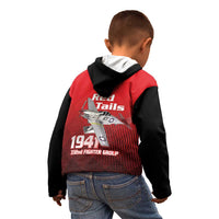 Tuskegee Red Tails Airmen Kid Hoodie P-51 Mustang 332nd Fighter Group - Black Red - Wonder Print Shop