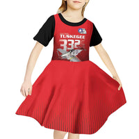 Tuskegee Red Tails Airmen Kid Short Sleeve Dress P-51 Mustang 332nd Fighter Group - Black Red - Wonder Print Shop