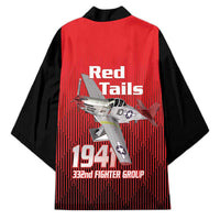 Tuskegee Red Tails Airmen Kimono P-51 Mustang 332nd Fighter Group - Black Red - Wonder Print Shop
