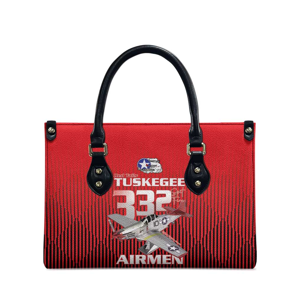 Tuskegee Red Tails Airmen Leather Bag P-51 Mustang 332nd Fighter Group - Black Red - Wonder Print Shop