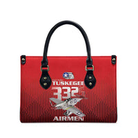 Tuskegee Red Tails Airmen Leather Bag P-51 Mustang 332nd Fighter Group - Black Red - Wonder Print Shop