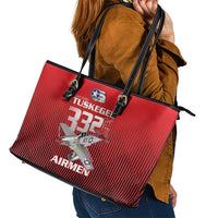 Tuskegee Red Tails Airmen Leather Tote Bag P-51 Mustang 332nd Fighter Group - Black Red - Wonder Print Shop