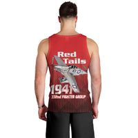Tuskegee Red Tails Airmen Men Tank Top P-51 Mustang 332nd Fighter Group - Black Red - Wonder Print Shop
