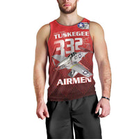 Tuskegee Red Tails Airmen Men Tank Top P-51 Mustang 332nd Fighter Group - Black Red - Wonder Print Shop