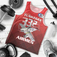 Tuskegee Red Tails Airmen Men Tank Top P-51 Mustang 332nd Fighter Group - Black Red - Wonder Print Shop