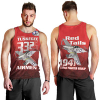 Tuskegee Red Tails Airmen Men Tank Top P-51 Mustang 332nd Fighter Group - Black Red - Wonder Print Shop
