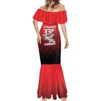 Tuskegee Red Tails Airmen Mermaid Dress P-51 Mustang 332nd Fighter Group - Black Red - Wonder Print Shop