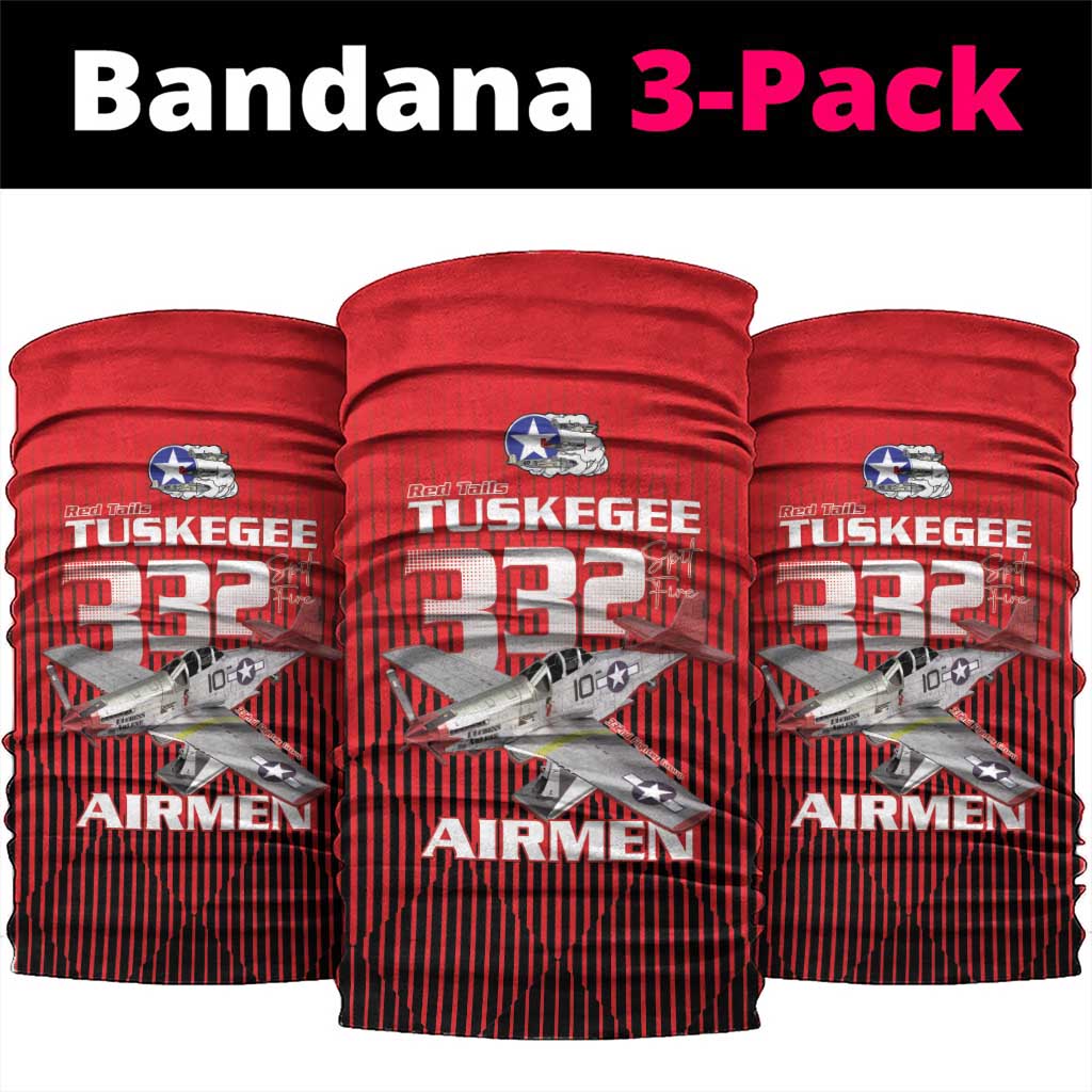 Tuskegee Red Tails Airmen Neck Gaiter P-51 Mustang 332nd Fighter Group - Black Red - Wonder Print Shop