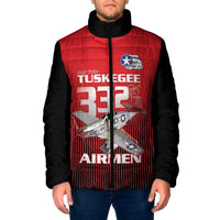 Tuskegee Red Tails Airmen Padded Jacket P-51 Mustang 332nd Fighter Group - Black Red - Wonder Print Shop