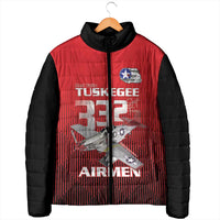 Tuskegee Red Tails Airmen Padded Jacket P-51 Mustang 332nd Fighter Group - Black Red - Wonder Print Shop