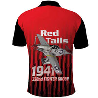 Tuskegee Red Tails Airmen Polo Shirt P-51 Mustang 332nd Fighter Group - Black Red - Wonder Print Shop