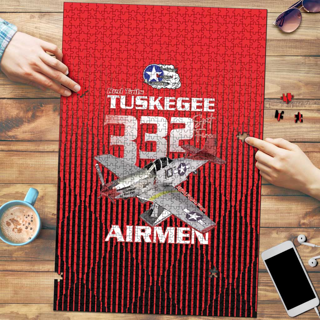 Tuskegee Red Tails Airmen Puzzle P-51 Mustang 332nd Fighter Group - Black Red - Wonder Print Shop