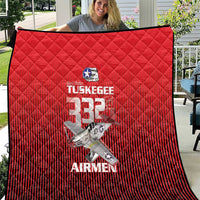 Tuskegee Red Tails Airmen Quilt P-51 Mustang 332nd Fighter Group - Black Red - Wonder Print Shop